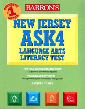 Paperback Barron's New Jersey Ask 4 Language Arts Literacy Test Book