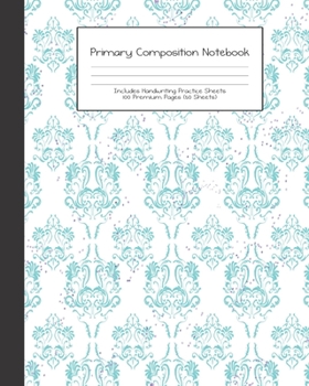 Paperback Primary Composition Notebook: Retro Glam Audrey Breakfast Blue Black -Grades K-2 - Handwriting Practice Paper-Primary Ruled With Dotted Midline - 10 Book