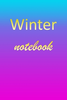Winter: Blank Notebook | Wide Ruled Lined Paper Notepad | Writing Pad Practice Journal | Custom Personalized First Name Initial W Blue Purple Gold  | ... Homeschool & University Organizer Daybook