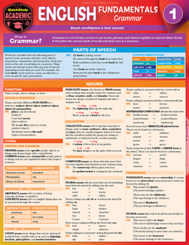 Misc. English Fundamentals 1 - Grammar: Quickstudy Language Arts Laminated Reference & Study Guide Book