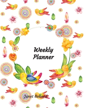 Paperback Weekly Planner: Birds and Green Leaves One Year Monthly Undated Planner Book