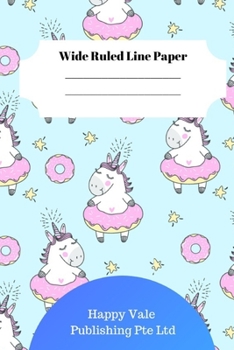 Cute Unicorn Theme Wide Ruled Line Paper