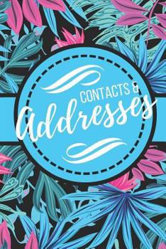 Paperback Contacts & Addresses: Pretty Purple & Blue with Floral Design (6 X 9) Book