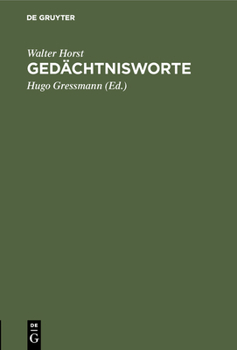 Hardcover Gedächtnisworte [German] Book