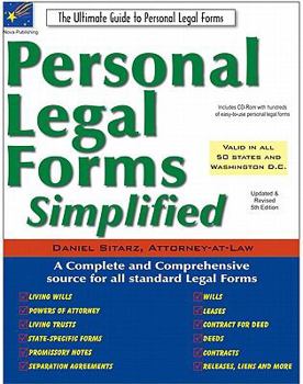 Paperback Personal Legal Forms Simplified: The Ultimate Guide to Personal Legal Forms [With CDROM] Book