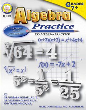 Paperback Algebra Practice Book, Grades 7 - 12 Book