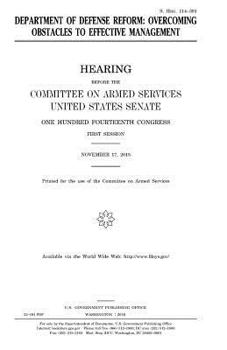 Paperback Department of Defense reform: overcoming obstacles to effective management Book