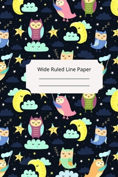 Paperback Cute Sleep Owl Theme Wide Ruled Line Paper Book