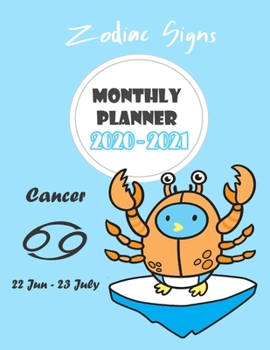 Monthly Planner 2020 - 2021 : Zodiac Cancer: Two year monthly planner : 24 Months Calendar Planner With Holiday : Zodiac Planner 2020 : Cancer Horoscope