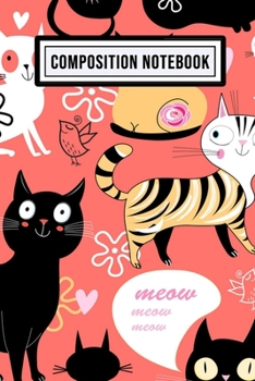 Cat Wide Ruled Composition Notebook: Cat Blank College Ruled Composition Notebook | 110 Pages | Pocket Size 6x9