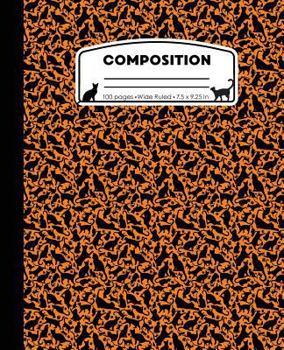 Paperback Composition: Cat Pattern Orange Marble Composition Notebook Wide Ruled 7.5 x 9.25 in, 100 pages (50 sheets) book for kids, school, Book