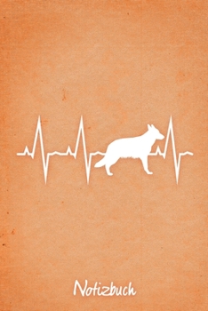 Notizbuch: Oranges liniertes Deutscher Schäferhund Herzschlag Hunde Notizheft ca DIN A5 weiß liniert 110 Seiten (German Edition)