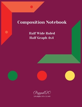 Paperback College Notebook Half Wide Ruled Half Graph 4x4124 pages 8.5x11 Inches Book