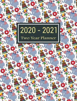 Paperback 2020-2021 Two Year Planner: Circus Elephant Two Year Planner, Two Year Calendar 2020-2021, Daily Monthly Planner 2020 Size 8.5 x 11 Inch, 60 Month Book