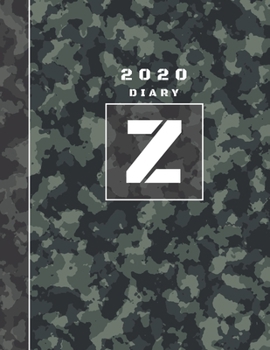 Paperback Personalised 2020 Diary Week To View Planner: A4 Letter Z Block Green And Black Camo Camouflage Organiser And Planner For The Year Ahead, School, Busi Book