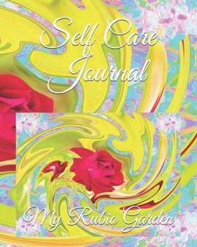 Paperback Self Care Journal: Painted Red Rose on Yellow and Blue Abstract Book