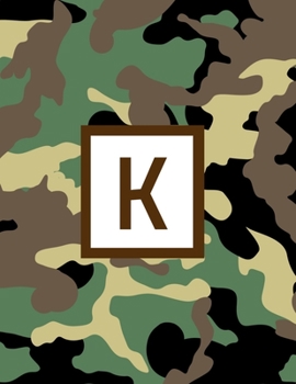 K: Letter Monogrammed 2020 Weekly Planner For Hunter Or Hunting Guide - Camo Camouflage January 2020 - December 2020 (8.5"x11")
