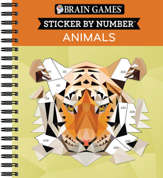 Spiral-bound Brain Games - Sticker by Number: Animals - 2 Books in 1 (42 Images to Sticker) Book