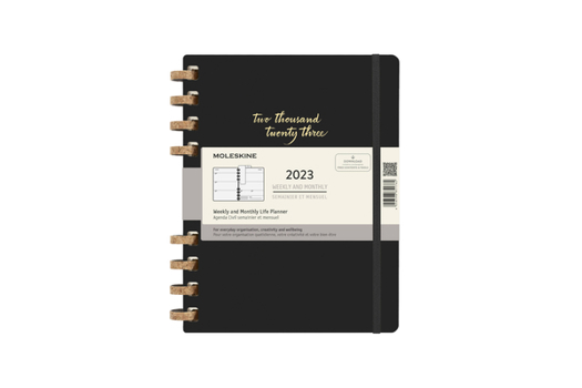 Calendar Moleskine 2023 Spiral Planner, 12m, Extra Large, Remake Midnight, Hard Cover (7.5 X 10) Book