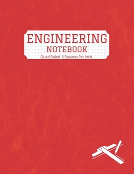Engineering Notebook Quad Ruled: 8.5 x 11 Inch (21.59 x 27.94 cm)   | Graph  Paper  | 5 Squares   per inch | 100 Pages  | Professional Notepad |   Vintage Red
