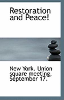 Paperback Restoration and Peace! Book