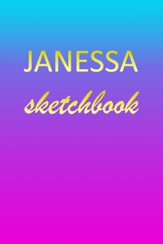 Paperback Janessa: Sketchbook - Blank Imaginative Sketch Book Paper - Pink Blue Gold Custom Letter J Personalized Cover - Teach & Practic Book