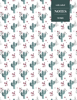 Wide Ruled Notes 110 Pages: Cactus Notebook for Kids, Teens and Students | Succulent Llama Pattern