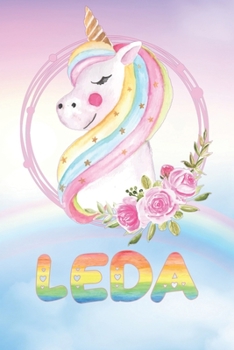 Paperback Leda: Leda's Unicorn Personal Custom Named Diary Planner Perpetual Calendar Notebook Journal 6x9 Personalized Customized Gif Book