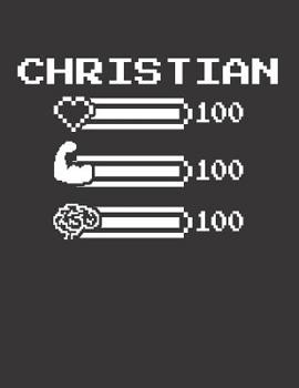 Paperback Christian: Pixel Retro Game 8 Bit Design Blank Composition Notebook College Ruled, Name Personalized for Boys & Men. Gaming Desk Book