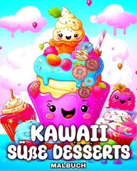 Paperback Kawaii Süße Desserts Malbuch: Kawaii Ausmalbilder mit Niedlichen Keksen, Cupcakes, Kuchen und Mehr für Kinder [German] Book