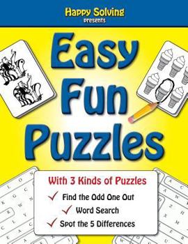Paperback Easy, Fun Puzzles: Word Search, Find the Odd One Out and Spot the Differences [Large Print] Book