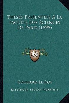 Paperback Theses Presentees A La Faculte Des Sciences De Paris (1898) [French] Book