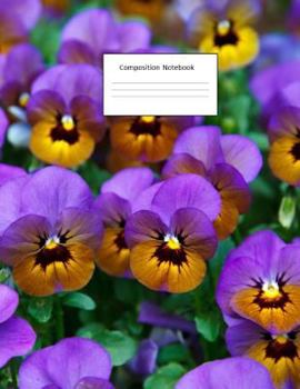 Composition Notebook: Purple Pansies: Wide Ruled: 100 Pages: 8.5 X 11