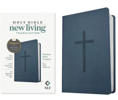 Imitation Leather NLT Premium Value Compact Bible, Filament Enabled (Leatherlike, Navy Cross) Book
