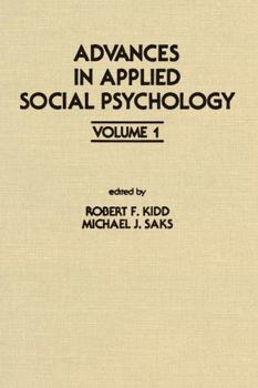 Hardcover Advances in Applied Social Psychology: Volume 1 Book