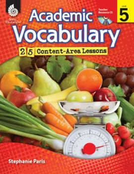 Paperback Academic Vocabulary, Level 5: 25 Content-Area Lessons [With CDROM] Book