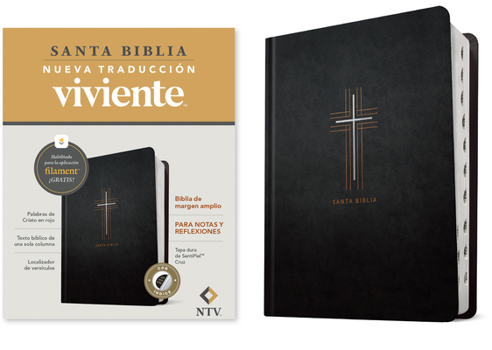 Biblia de margen amplio NTV con Filament (Tapa dura de SentiPiel, Cruz, Índice, Letra Roja)