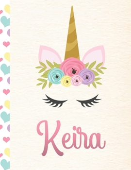 Paperback Keira: Personalized Unicorn Primary Handwriting Notebook For Girls With Pink Name - Dotted Midline Handwriting Practice Paper Book