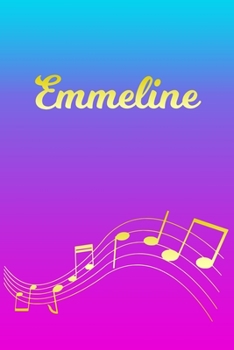 Paperback Emmeline: Sheet Music Note Manuscript Notebook Paper - Pink Blue Gold Personalized Letter E Initial Custom First Name Cover - Mu Book