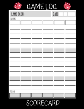 Paperback Game Log Scorecard: Blank Scoring Notepad for Games - 105 Sheets Family Game score Journal 8.5 x 11 Book