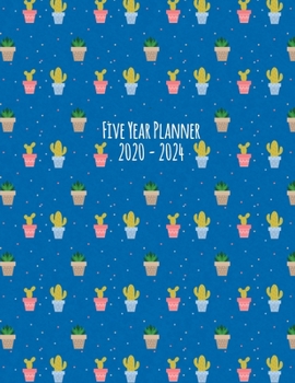 Paperback Five Year Planner: 2020-2024 Monthly Calendar - Succulent Book