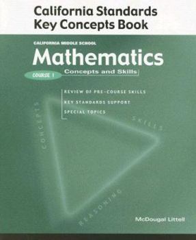 Paperback McDougal Littell Middle School Math: California Standards Key Concepts Book (Student) Course 1 Book