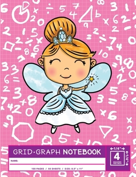 Paperback Cute Math Fairy Grid - Graph Notebook / Quadrant Exercise Book / 1/4" X 1/4" Or Four Squares Per Inch (Coordinate / Quadrille / Quad Paper) / 100 Page Book
