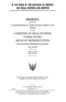 Paperback If you build it: the Keystone XL Pipeline and small business job growth Book