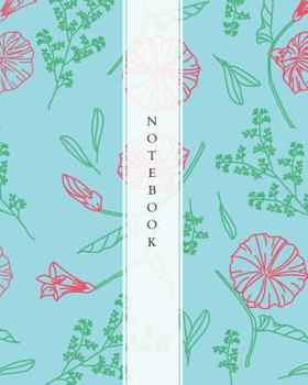 Paperback Notebook: Wide Ruled Notebook for Everyday Use Aqua with Red Flower Pattern Book