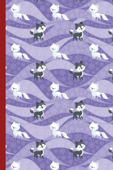 Blank Lined Notebook Journal For Christmas: Medium Ruled Book for Children, Teens and Adults - Black and Snow Fox (College Ruled Line Paper)