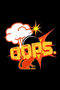 Paperback Notebook: Cat Explosion Red Button Bomb Funny Gift 120 Pages, 6X9 Inches, Dot Grid Book