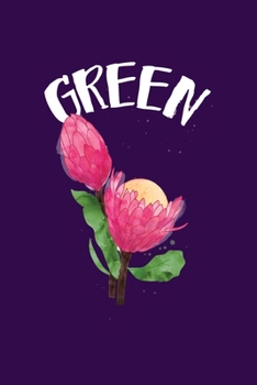 Green: Notebook For Plant Lovers Featuring Green Vintage Botanical Protea Flower