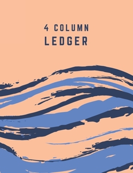 4 Column Ledger: Blue Abstract Wave Account Record Keeping Books, General Columnar Ruled Ledger Book, Blank Accounting Bookkeeping Notebook, Paper ... (Notebooks for Small Business Home Office)