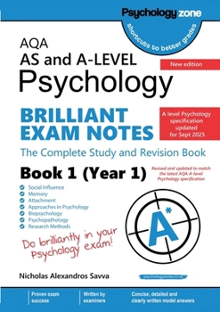Paperback AQA A-Level Psychology Brilliant Exam Notes (Year 1): Year 1 (Updated for 2025 specification): Updated for 2025 specification Book